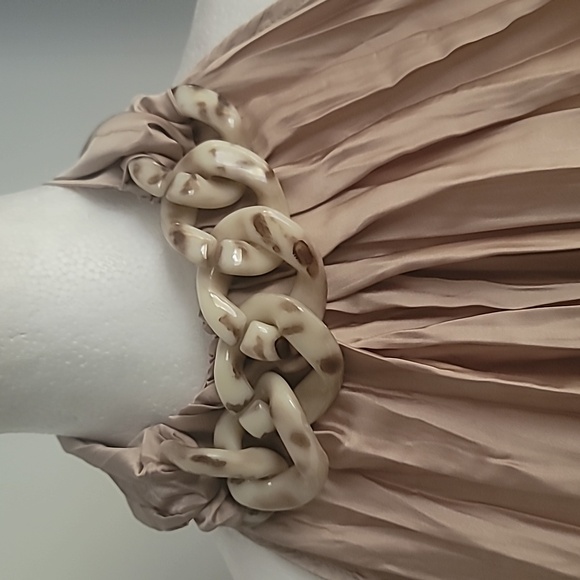 NWT ZARA PLEATED BLUSH SLEEVELESS TOP W/CHAIN LINK DETAIL - Picture 5 of 11